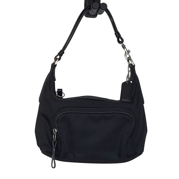 Coach Mercer Black Leather and Canvas Mini Hobo Pouch Shoulder Bag Y2K Authentic - Picture 1 of 12